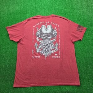 Howitzer Patriot Shirt Mens 2XL Red Liberty Or Death Live Free Pirate Skull